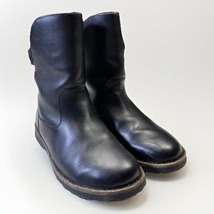 Birkenstock Black Leather Shearling Boots – Buckle Ankle Booties - Size 41